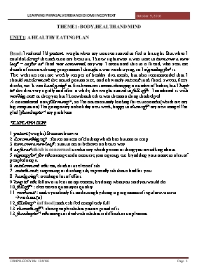 Learning phrasal verbs idiom in context - Theme 1 Body, health and mind